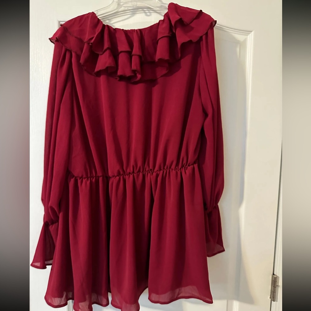 Missguided Red Ruffle Midi Dress - Picture 4 of 5